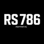 RS786 Game logo on black background, stylish and simple design