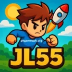 JL55 Game logo with gaming controller icon on black theme background